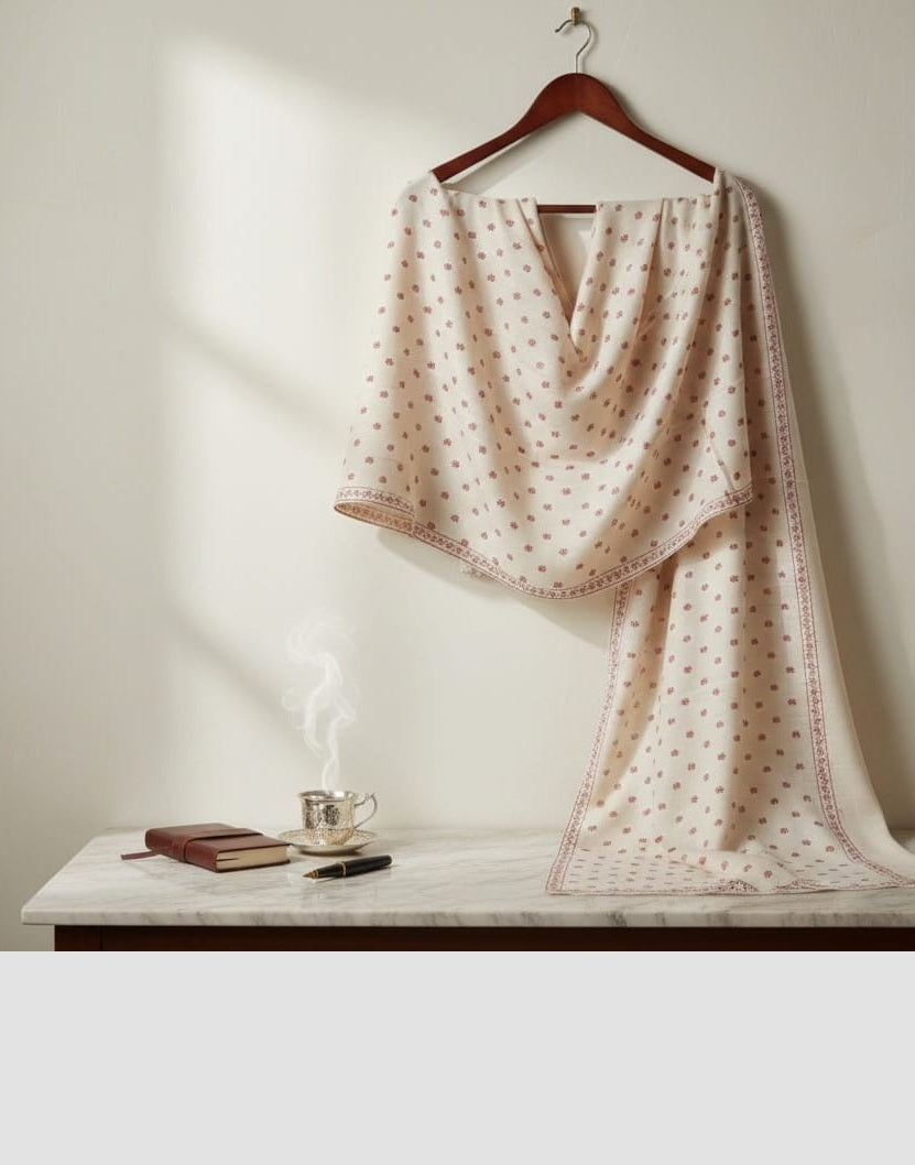 Embroidered Pure Pashmina Cashmere Wrap