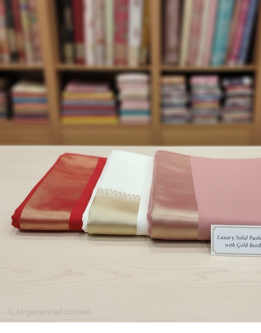 Solid Zari Stole for Women | Elegant Party Wrap