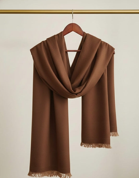 Luxury Pashmina-Wool Blend Shawl | Textured Edge Design