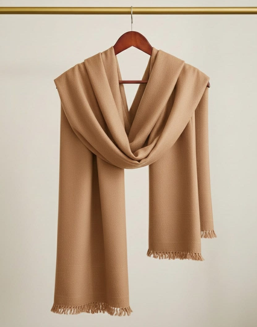 Luxury Pashmina-Wool Blend Shawl | Textured Edge Design