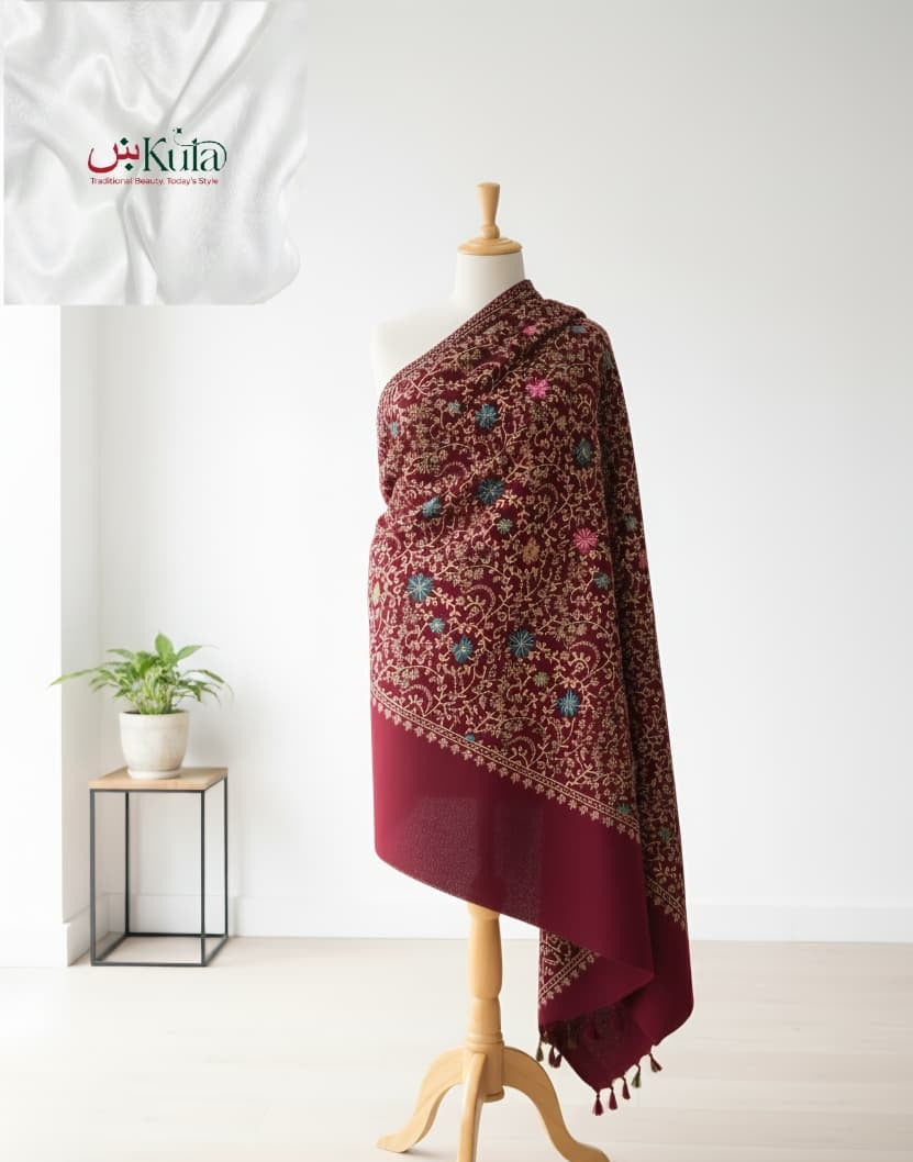Luxury Embroidered Wool Shawl | Artisan Craftsmanship & Premium Warmth