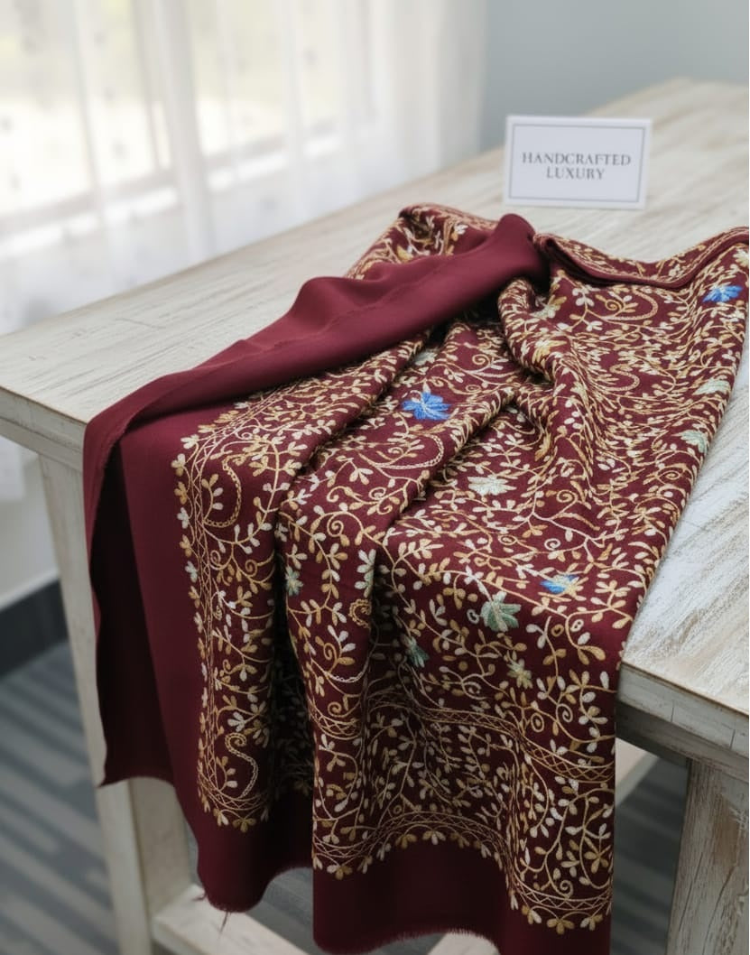 Luxury Embroidered Wool Shawl | Artisan Craftsmanship & Premium Warmth