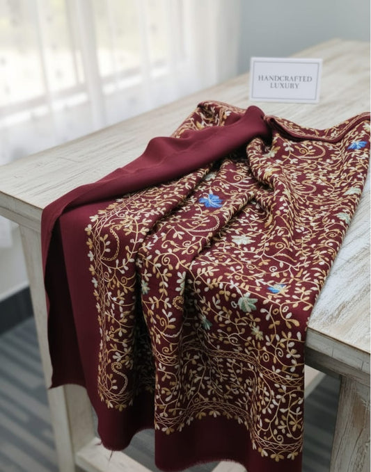 Luxury Embroidered Wool Shawl | Artisan Craftsmanship & Premium Warmth