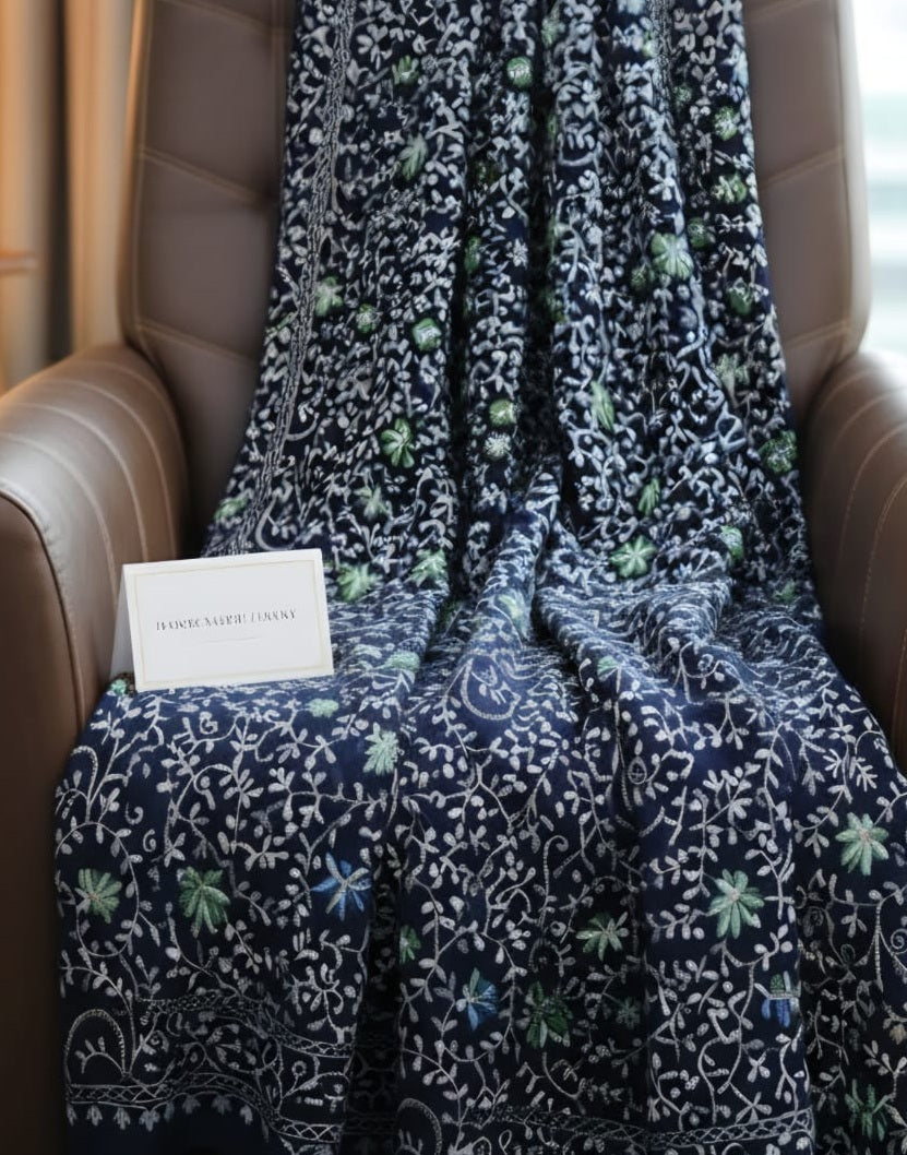 Luxury Embroidered Wool Shawl | Artisan Craftsmanship & Premium Warmth
