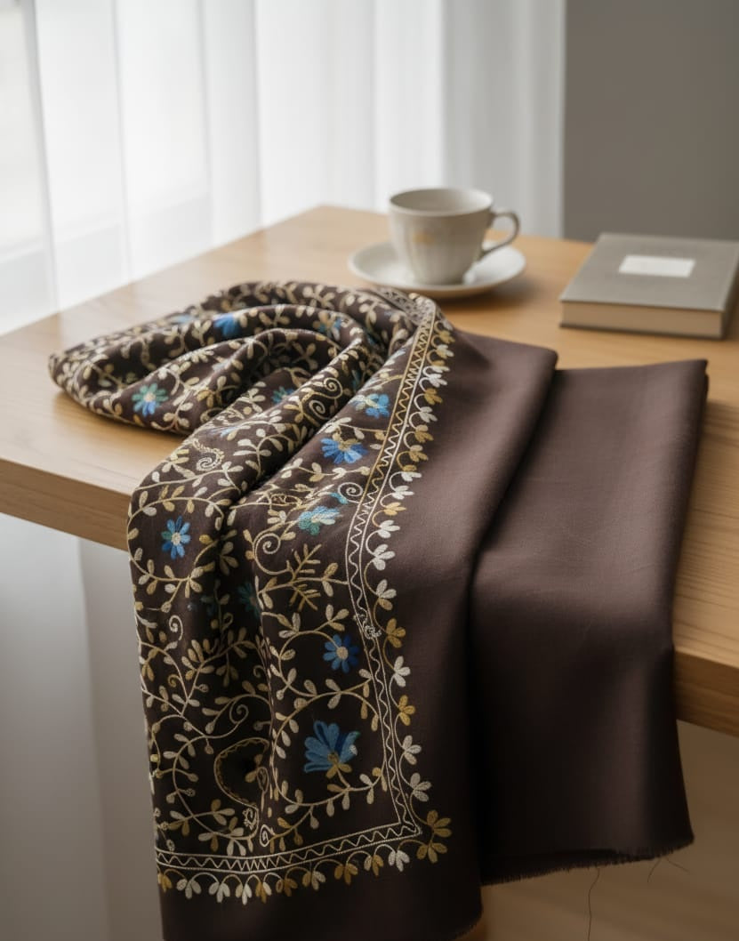 Luxury Embroidered Wool Shawl | Artisan Craftsmanship & Premium Warmth