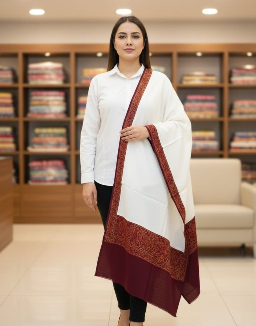 Women's Plain Stole with Subtle Border Design | Versatile Day Wrap