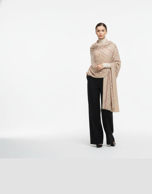 Embroidered Pure Pashmina Cashmere Wrap